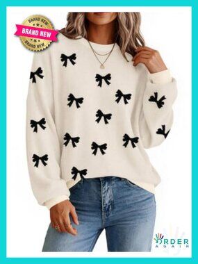 Oversized Knit Pullover Sweater for Women Long Sleeve Crewneck Fall Winter